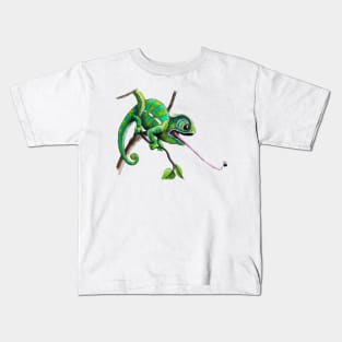 Chameleon gets a bug Kids T-Shirt